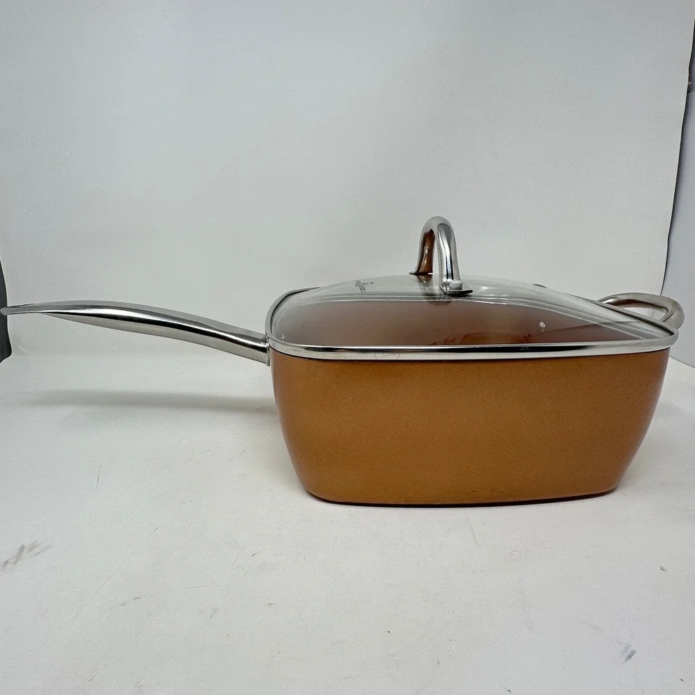 Copper Chef 9.5 Inch Deep Square Pan with Glass Lid Non-Stick Induction Ready
